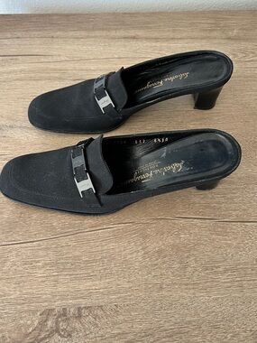 alvatore Ferragamo Black Mule Slip-On Heels- Size 6.5